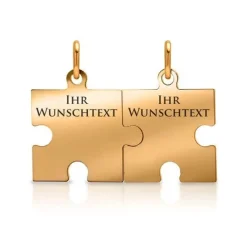 Schmuckladen Partner-Kette mit Puzzleanhänger vergoldet, gravierbar^ Partnerketten|Ketten Mit Gravur