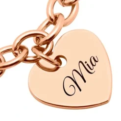 Schmuckladen Rosévergoldetes Armband aus Edelstahl mit Herz gravierbar^ Schmuck
