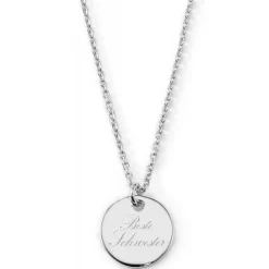 Schmuckladen Schwestern-Halskette mit Gravur "Beste Schwester" | 925 Sterlingsilber^ Spruchketten|Ketten Mit Gravur