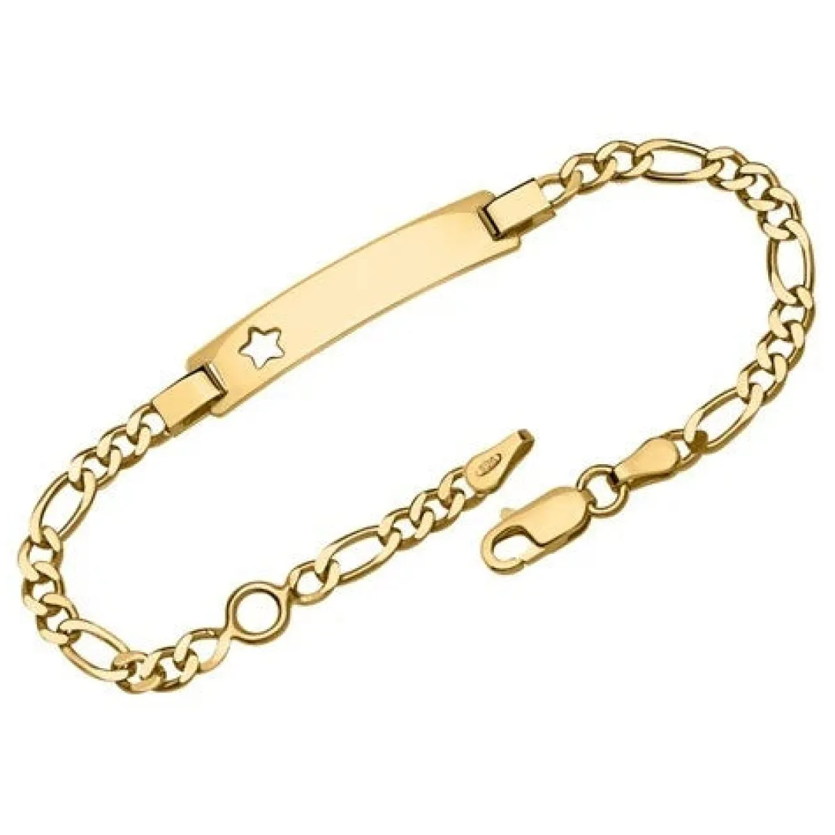 Schmuckladen Sternarmband Figaro vergoldet gravierbar^ Armbänder Mit Gravur|Armbänder Mit Gravur