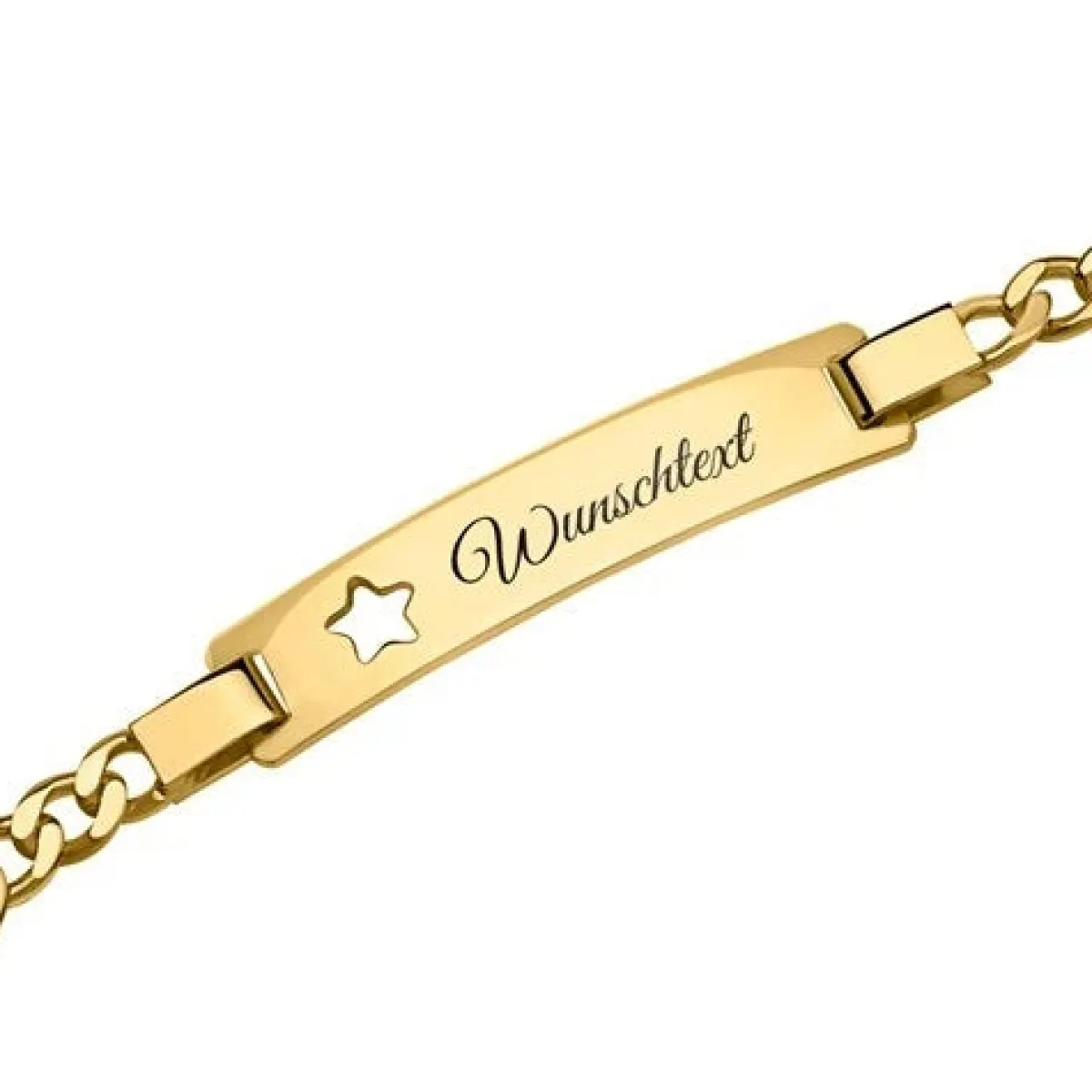 Schmuckladen Sternarmband Figaro vergoldet gravierbar^ Armbänder Mit Gravur|Armbänder Mit Gravur