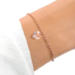 Schmuckladen Stoffarmband Crystal Love mit Zirkonia - 925 Sterlingsilber^ Valentinstag|Stoffarmbänder