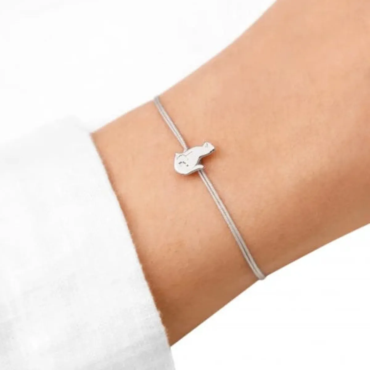Schmuckladen Stoffarmband Katze - 925 Sterlingsilber^ Stoffarmbänder|Schmuck
