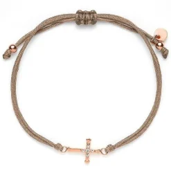 Schmuckladen Stoffarmband Kreuz mit Zirkonia - 925 Sterlingsilber^ Konfirmation|Schmuck
