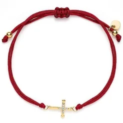 Schmuckladen Stoffarmband Kreuz mit Zirkonia - 925 Sterlingsilber^ Konfirmation|Schmuck