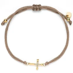 Schmuckladen Stoffarmband Kreuz mit Zirkonia - 925 Sterlingsilber^ Konfirmation|Schmuck