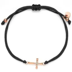 Schmuckladen Stoffarmband Kreuz mit Zirkonia - 925 Sterlingsilber^ Konfirmation|Schmuck
