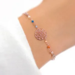 Schmuckladen Stoffarmband mit Perlen Flora - 925 Sterlingsilber^ Stoffarmbänder|Schmuck