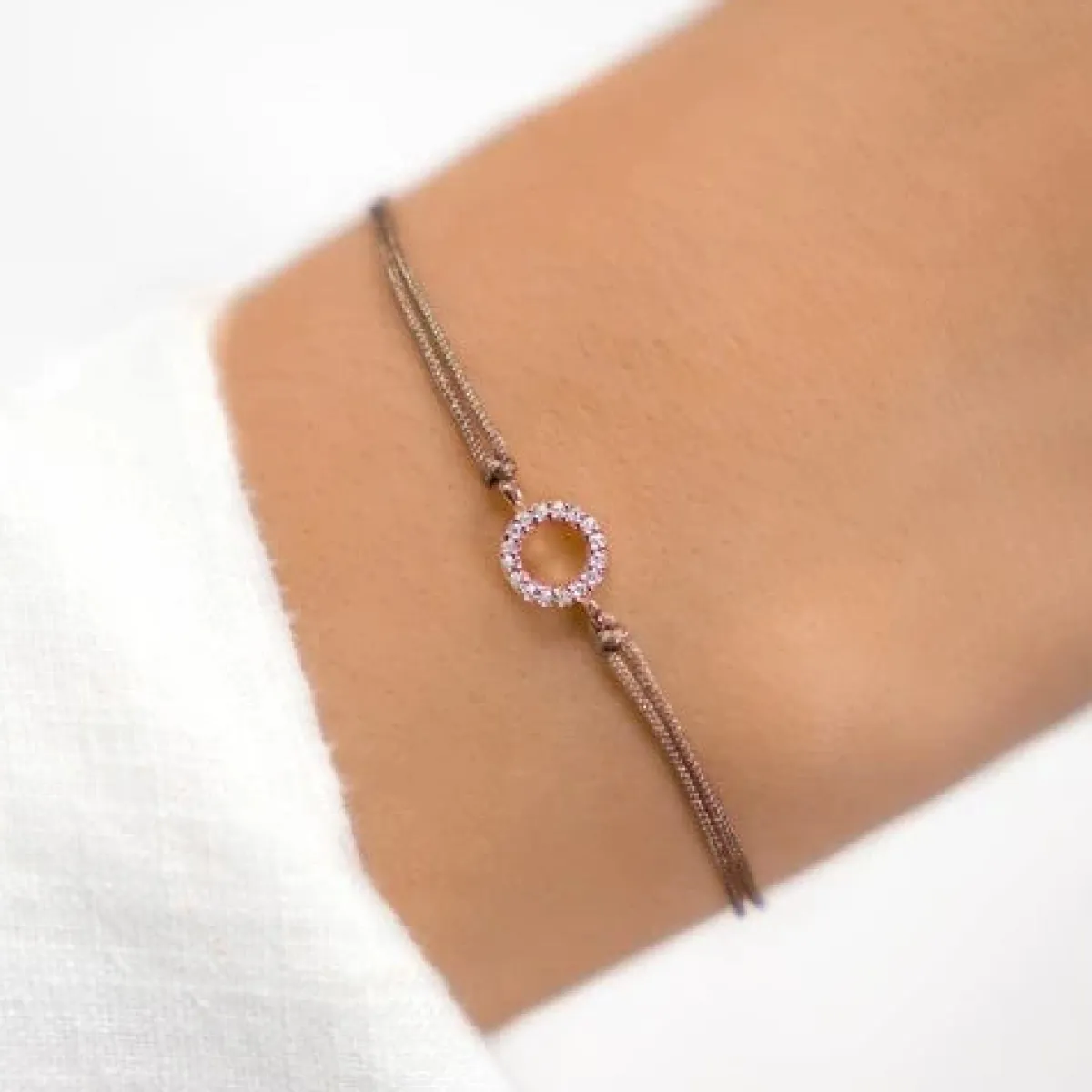 Schmuckladen Stoffarmband Sparkling Circle mit Zirkonia - 925 Sterlingsilber^ Muttertag|Valentinstag