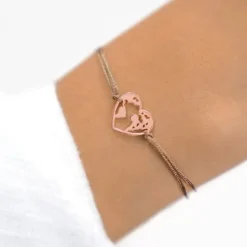 Schmuckladen Stoffarmband Weltenherz - 925 Sterlingsilber^ Valentinstag|Stoffarmbänder
