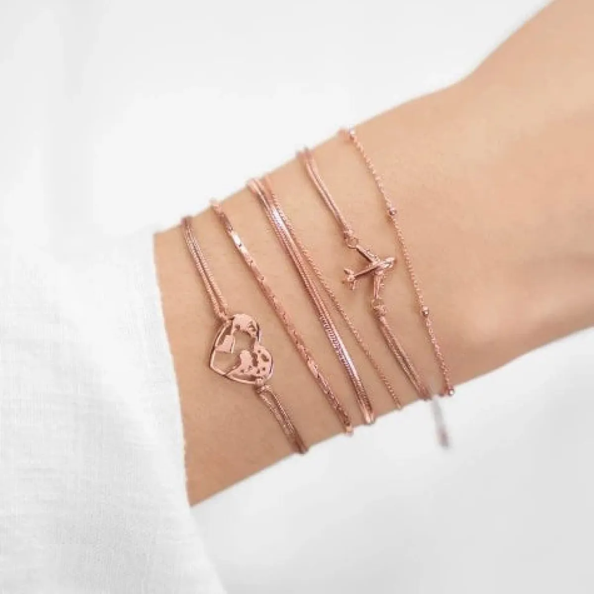 Schmuckladen Stoffarmband Weltenherz - 925 Sterlingsilber^ Valentinstag|Stoffarmbänder