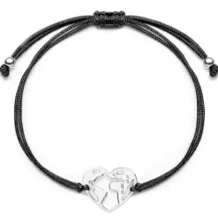 Schmuckladen Stoffarmband Weltenherz - 925 Sterlingsilber^ Valentinstag|Stoffarmbänder