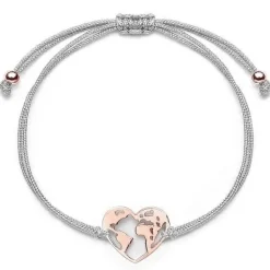 Schmuckladen Stoffarmband Weltenherz - 925 Sterlingsilber^ Valentinstag|Stoffarmbänder